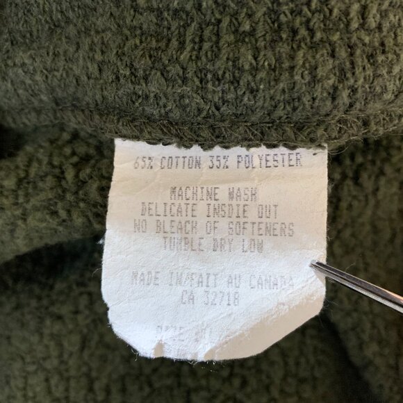 Vintage 1/4 Zip Fleece Henley Sweater Jacket Mens L Embroidered Green Pullover - Picture 7 of 11
